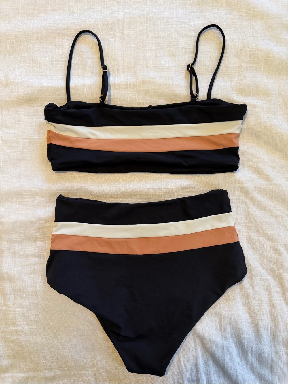 L*Space Rebel Stripe Color Block Bikini Size M/L - Picture 3 of 9
